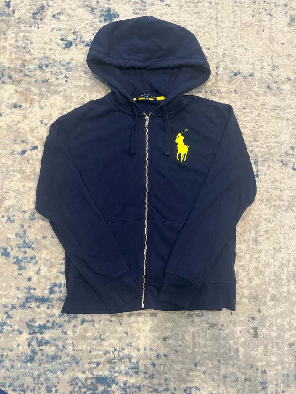 Women’s Ralph Lauren Fleece Full-Zip Hoodie Size L/G Navy Yellow